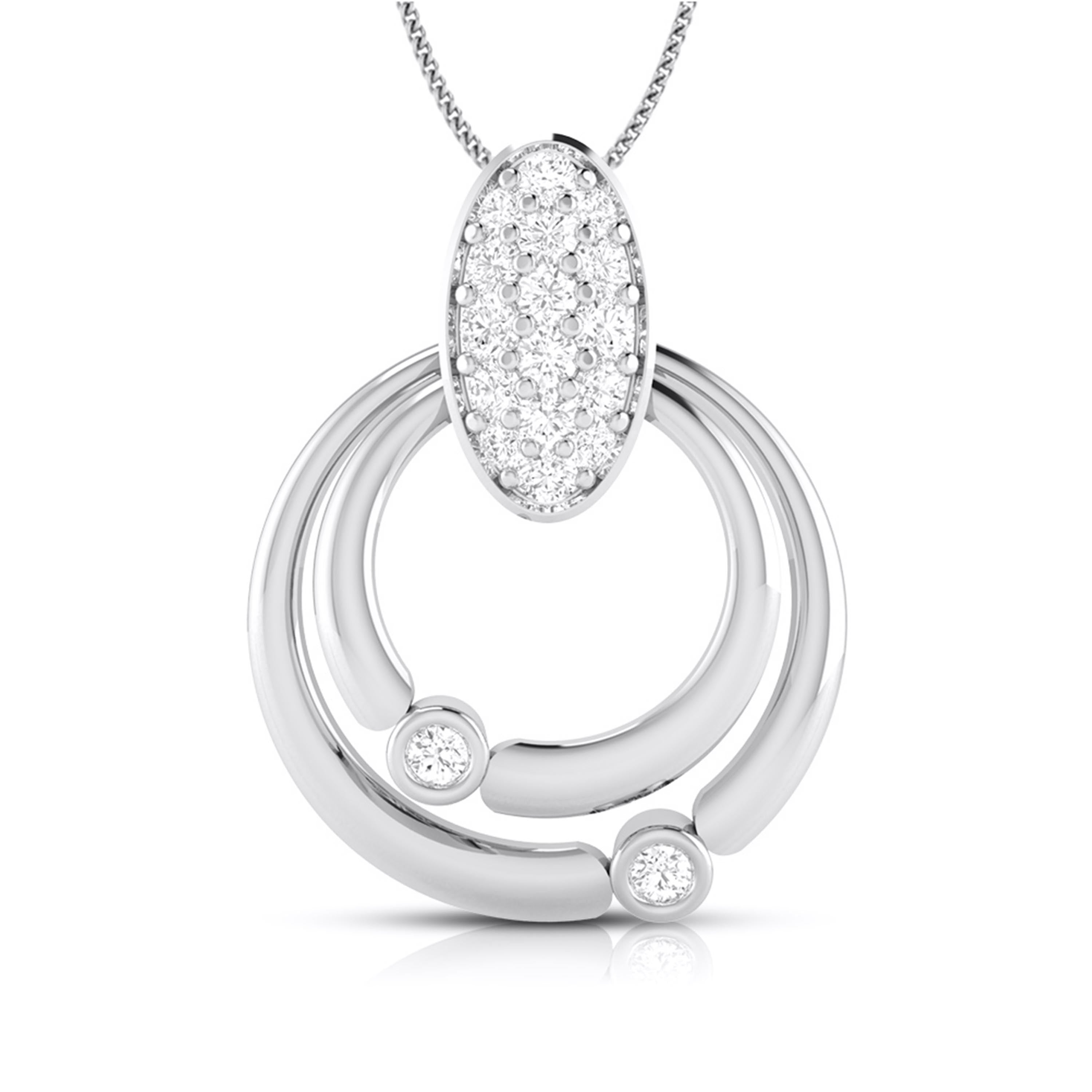 Platinum Diamond Double Circle Pendant for Women JL PT P BT 35-D  Women-s-Band-only-VVS-GH Jewelove.US