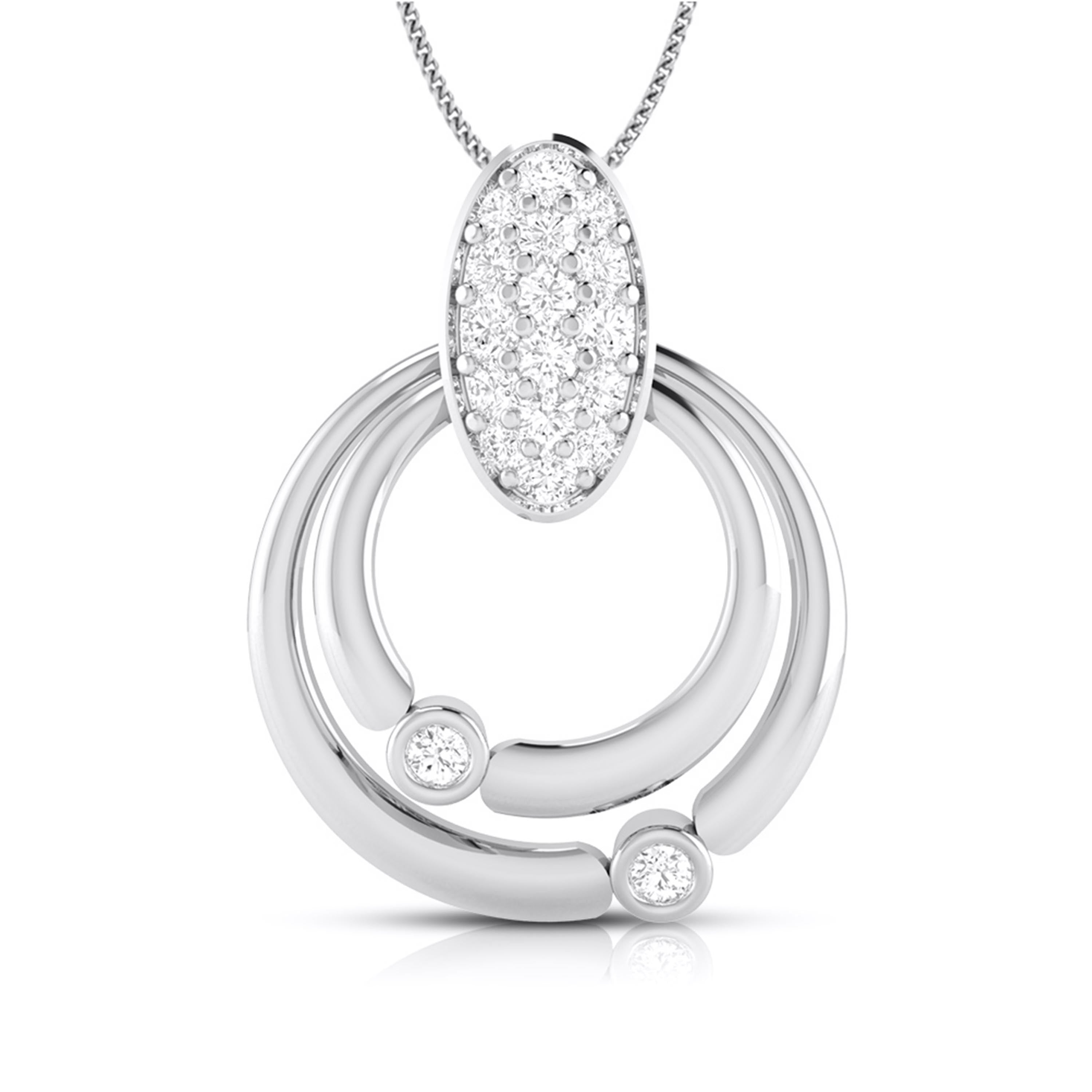 Platinum Diamond Double Circle Pendant for Women JL PT P BT 35-D