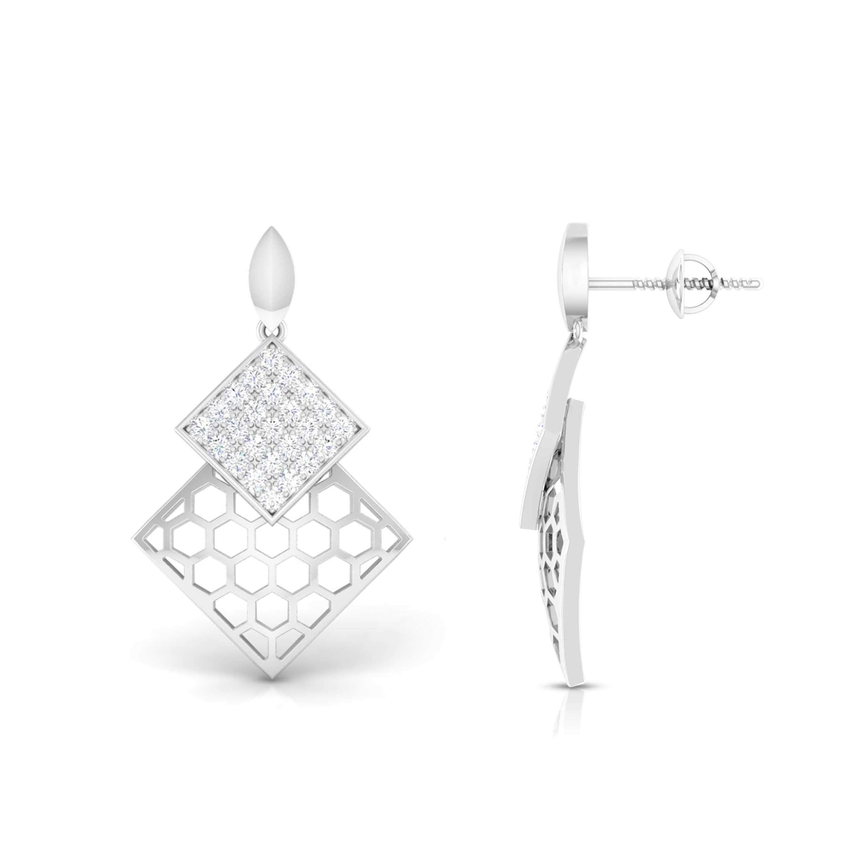 Designer Platinum Diamond Pendant & Earrings Set JL PT P BT 35-F