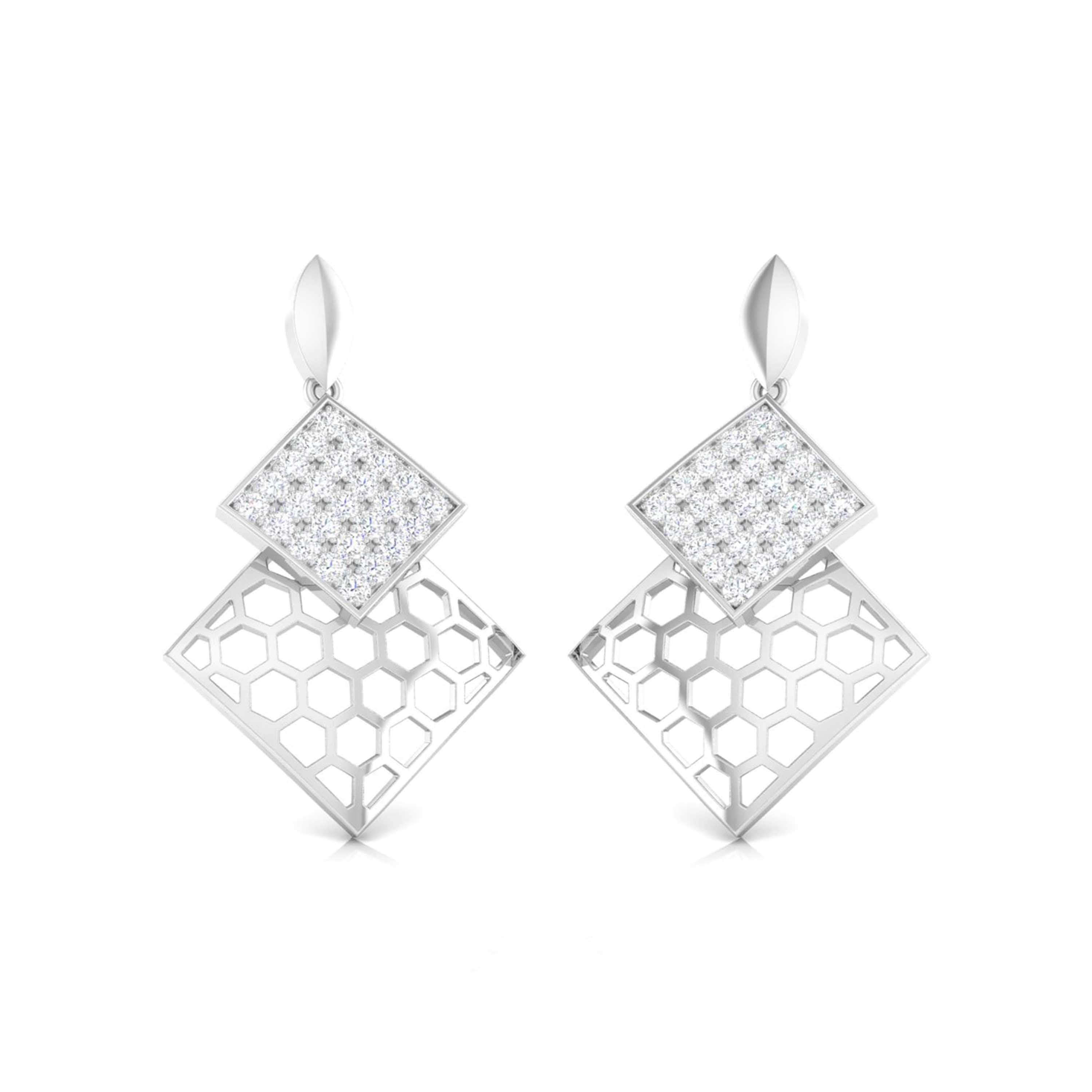 Designer Platinum Diamond Pendant & Earrings Set JL PT P BT 35-F