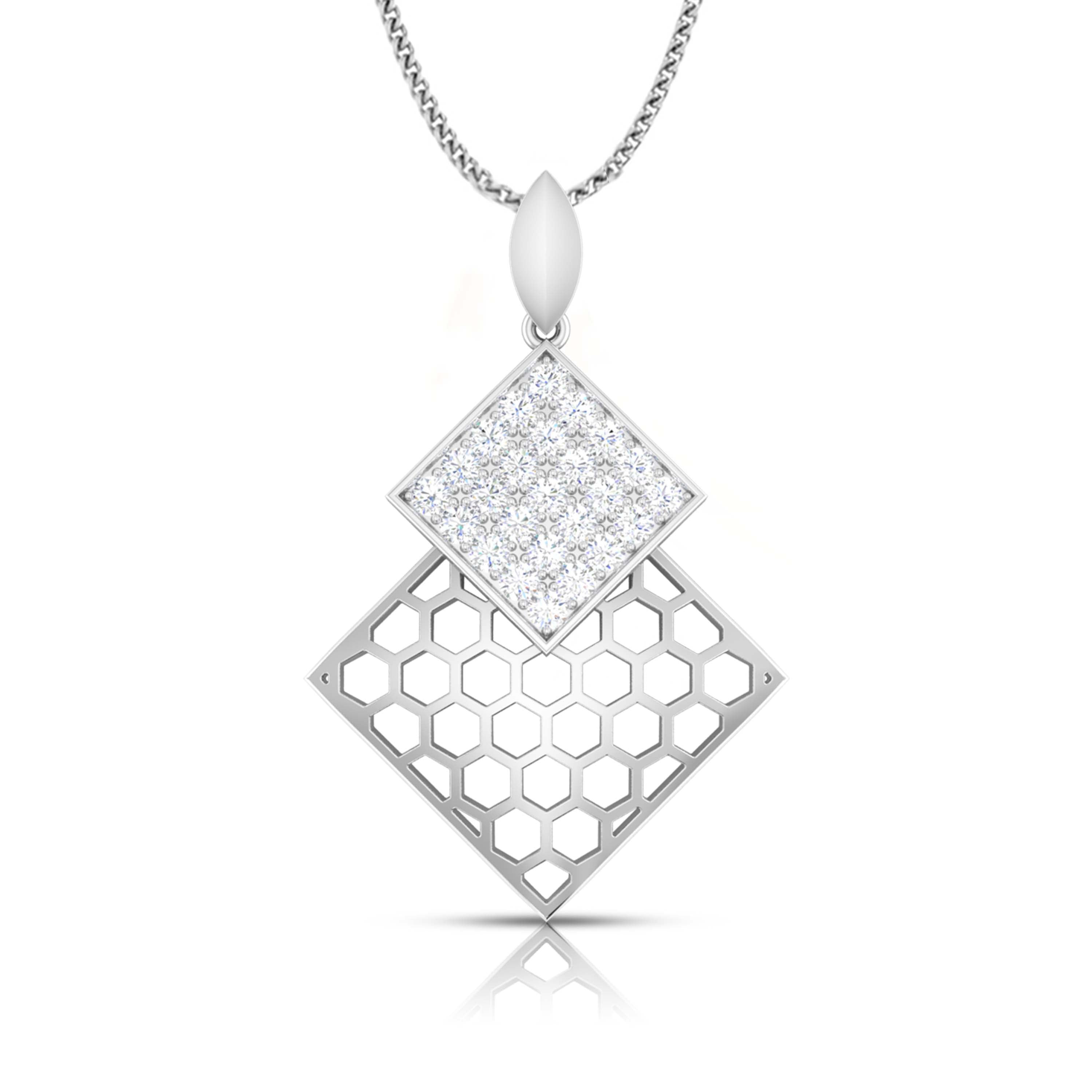 Designer Platinum Diamond Pendant & Earrings Set JL PT P BT 35-F