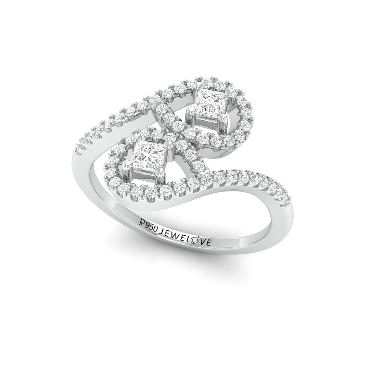 Designer Platinum Diamond Ring with Princess Cut for Women JL PT 1006