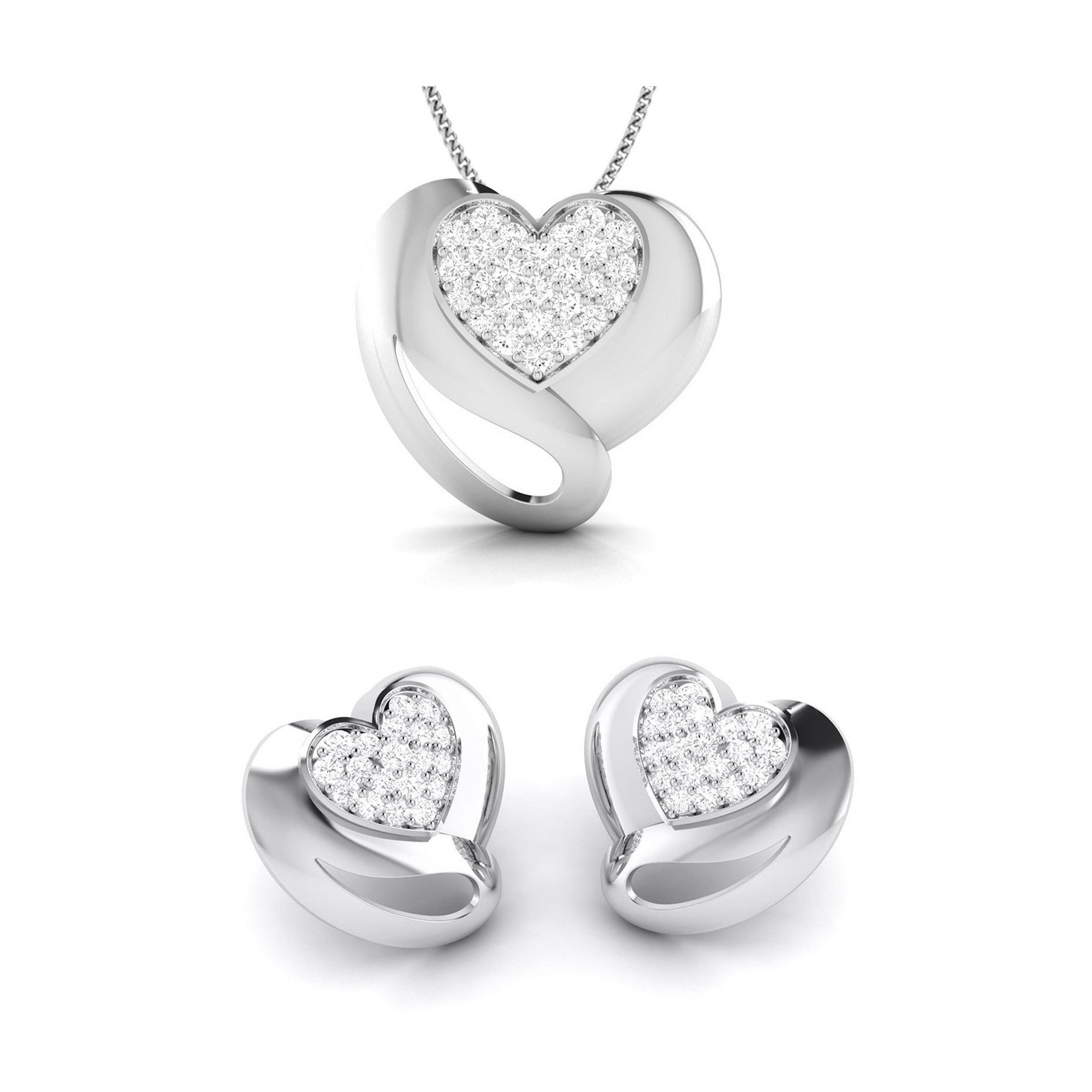 Platinum Diamond Heart Pendant Set JL PT P BT 38-B