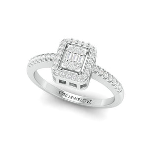 Emerald Cut Solitaire-look Platinum Engagement Ring for Women JL PT 1011   Jewelove
