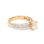 Load image into Gallery viewer, 70 Pointer Gold Solitaire Engagement Ring with 3 Row Diamonds JL AU 462-A   Jewelove.US

