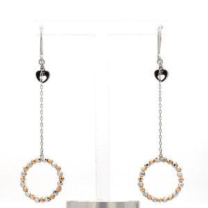 Japanese Platinum Earrings with Rose Gold Diamond Cut Balls for Women JL PT E 223
