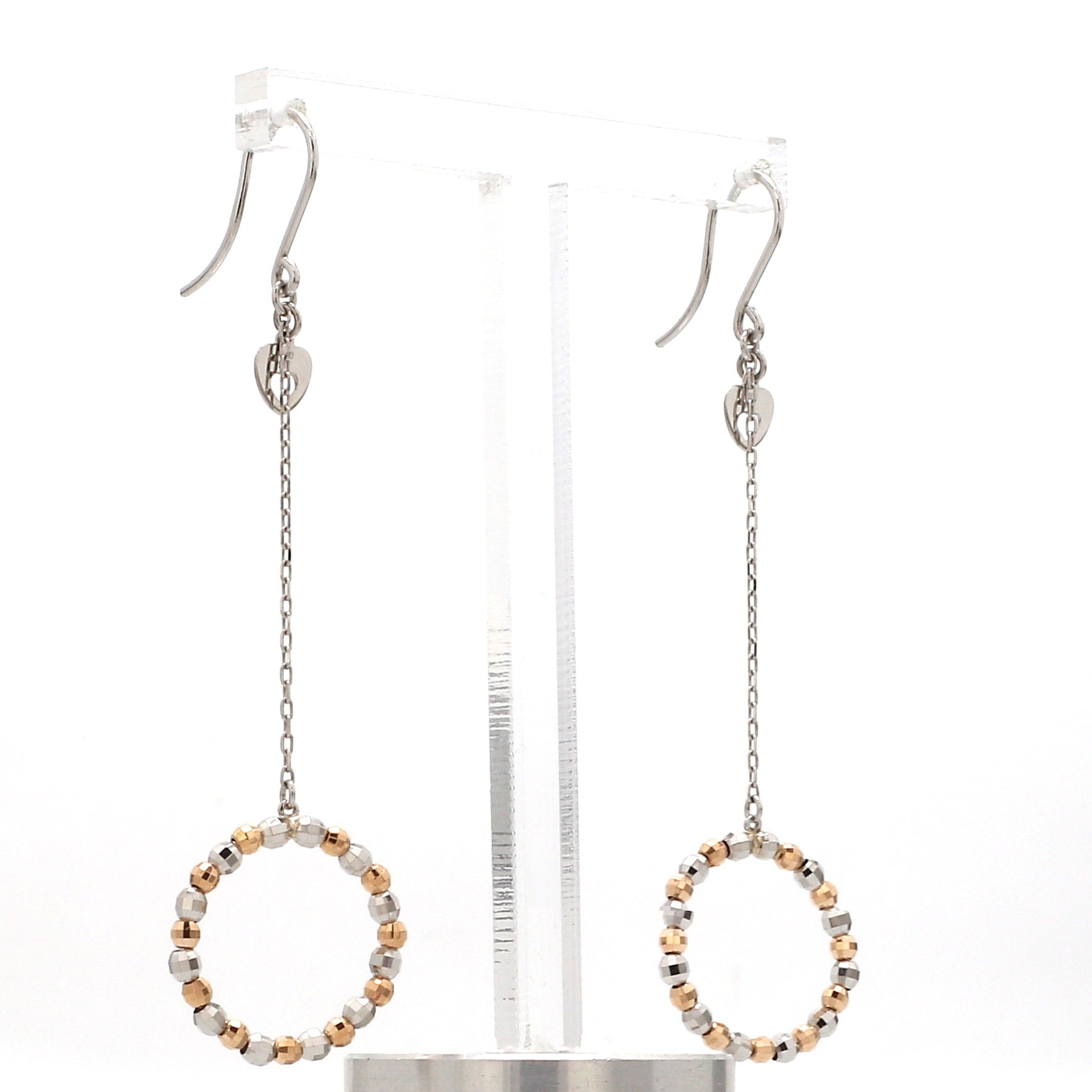 Japanese Platinum Earrings with Rose Gold Diamond Cut Balls for Women JL PT E 223