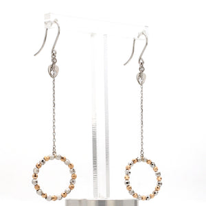 Japanese Platinum Earrings with Rose Gold Diamond Cut Balls for Women JL PT E 223