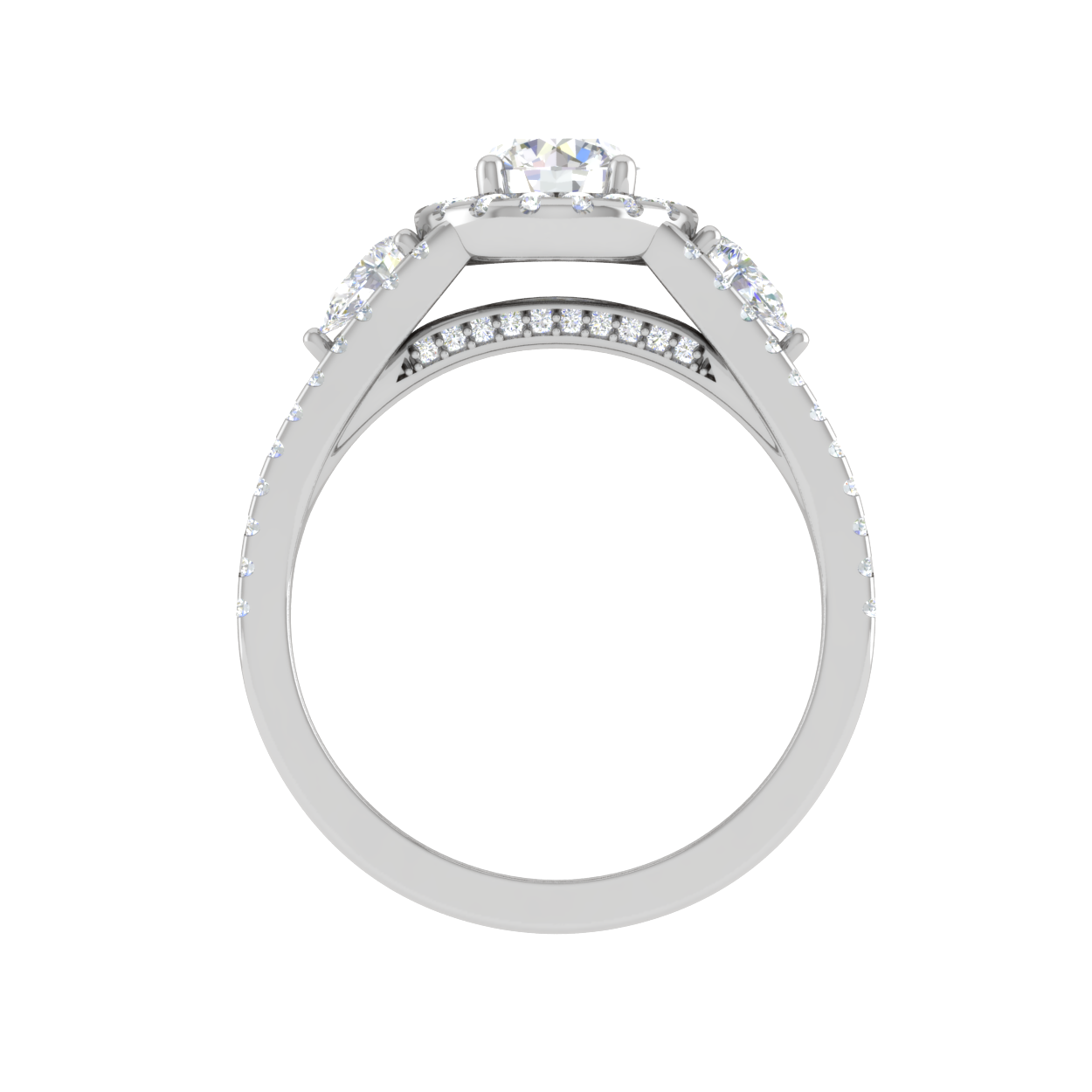 0.50cts Solitaire Halo Diamond Split Shank with Pear Diamond Platinum Ring JL PT R3 RD 152   Jewelove.US