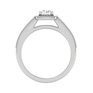 0.50 cts Solitaire Square Halo Diamond Shank Platinum Ring JL PT RH RD 213   Jewelove.US