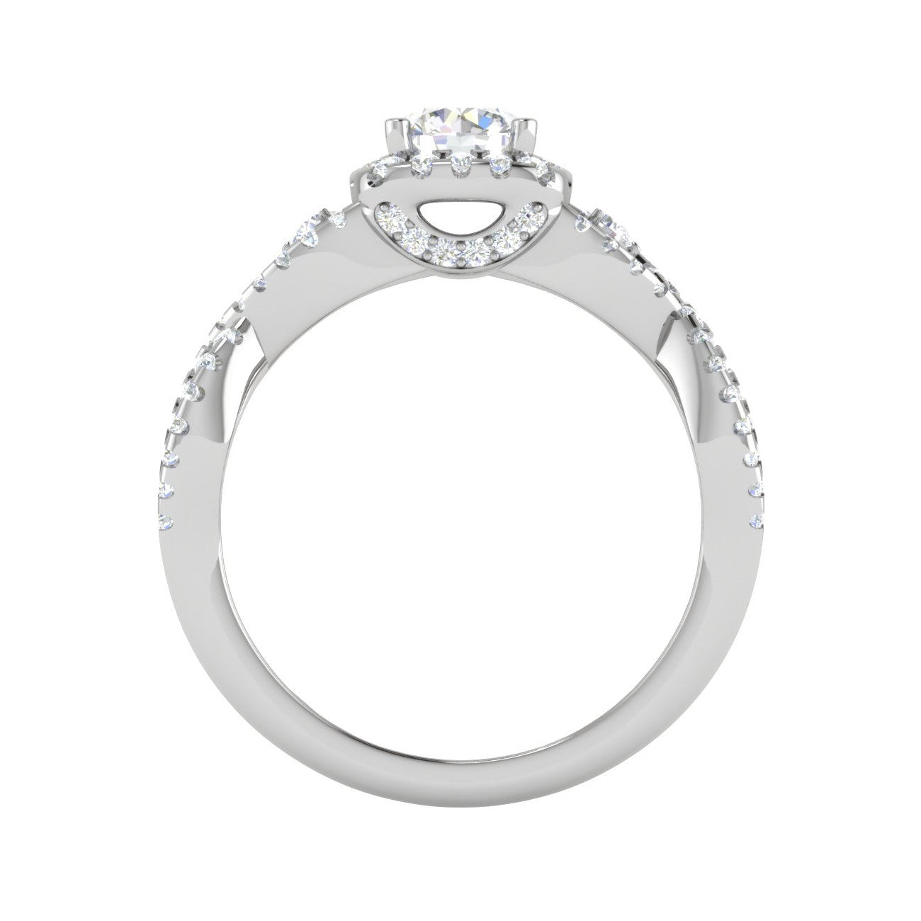 0.50 cts Halo Diamond Twisted Shank Solitaire Platinum Ring JL PT RH RD 181   Jewelove.US