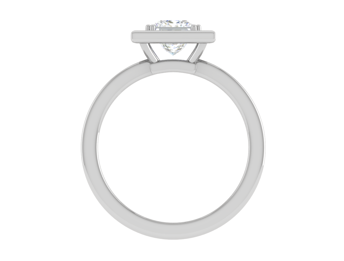 1 Carat Princess Cut Solitaire Square Halo Diamond Shank Platinum Ring JL PT RH PR 167   Jewelove.US