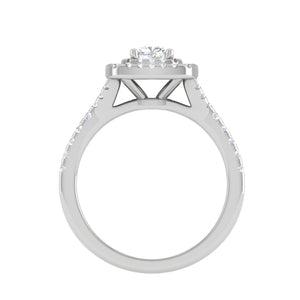 0.30 cts Cushion Solitaire Halo Diamond Shank Platinum Ring JL PT MHD275   Jewelove.US