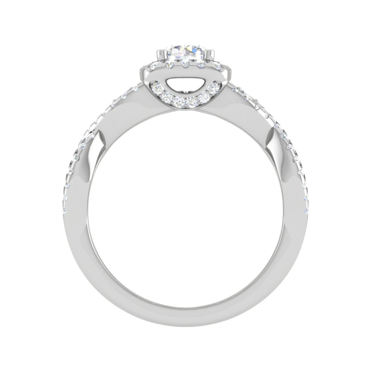 0.50cts Solitaire Halo Diamond Twisted Shank Platinum Ring JL PT RV RD 163   Jewelove