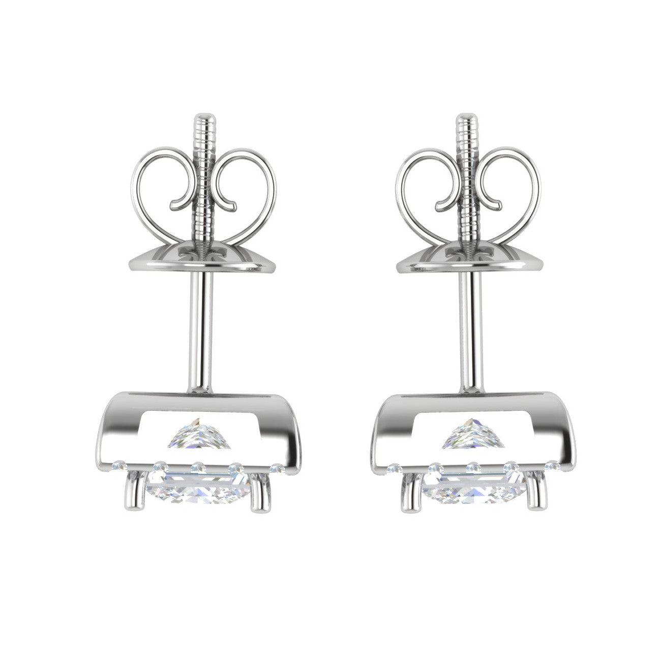 Platinum Princess Cut Solitaire Diamonds Earrings JL PT E SE RD 108   Jewelove