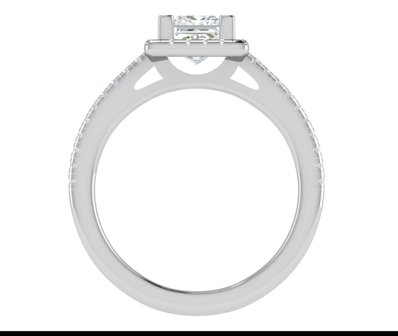 1 Carat Princess Cut Solitaire Square Halo Diamond Shank Platinum Ring JL PT RH PR 117   Jewelove.US