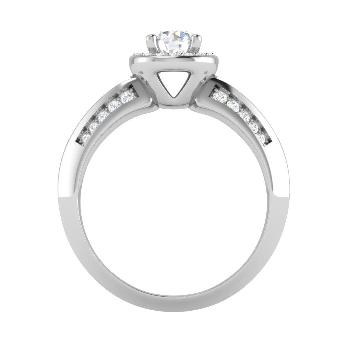 0.50 cts Solitaire Halo Diamond Split Shank Platinum Ring JL PT RP RD 210   Jewelove.US