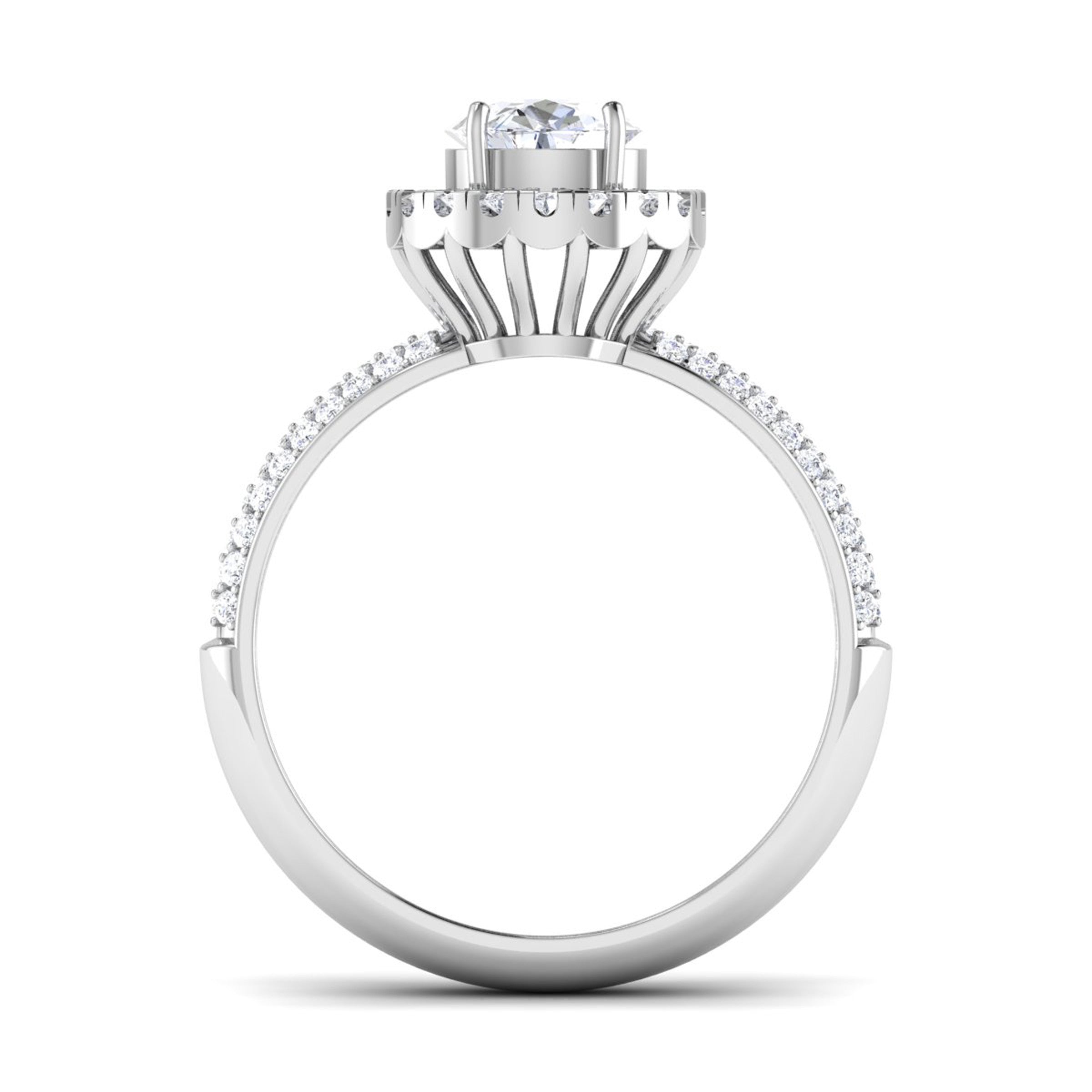 0.50cts Solitaire Halo Diamond Split Shank Platinum Ring JL PT RP RD 135   Jewelove.US