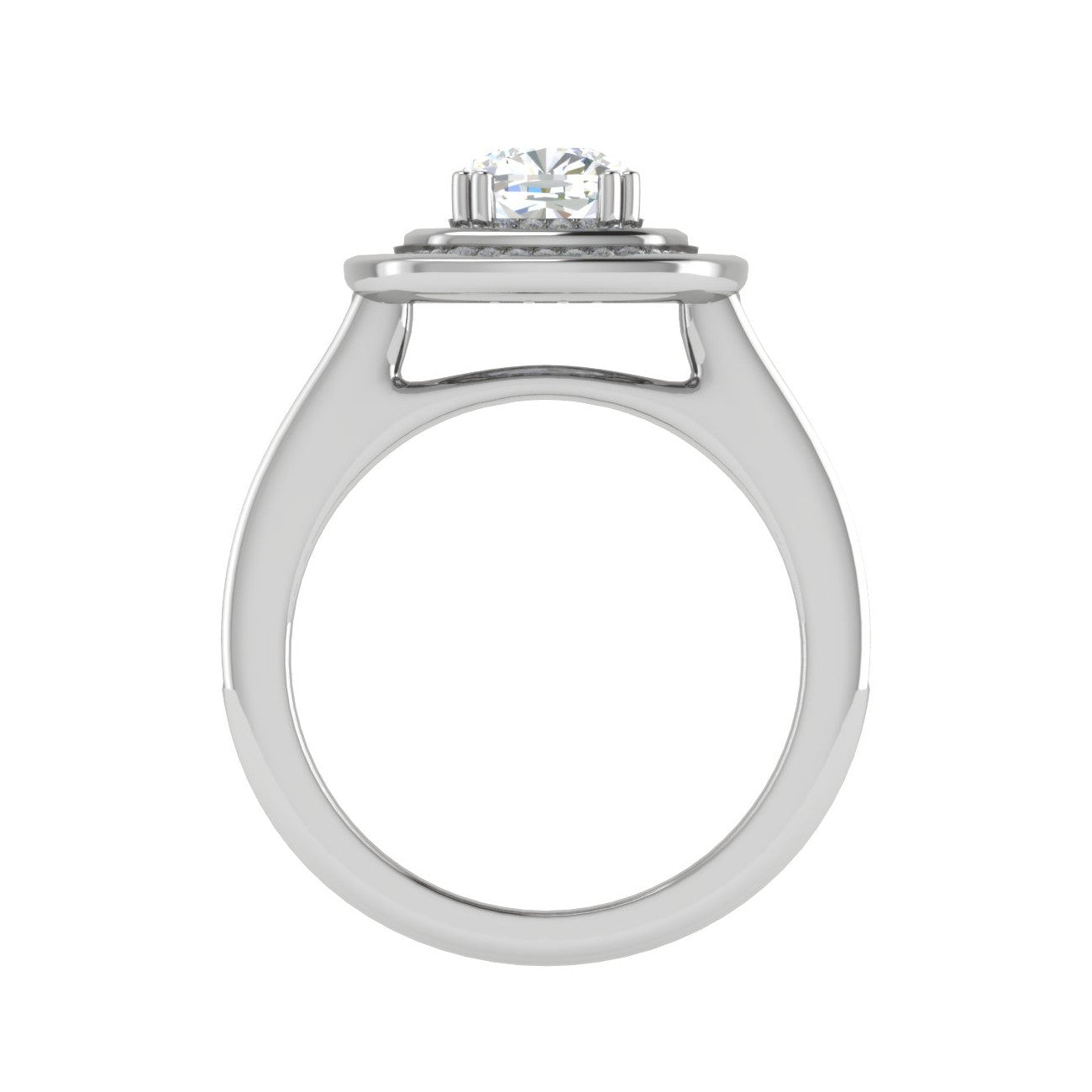 0.50 cts. Cushion Solitaire Double Halo Diamond Shank Platinum Ring JL PT RH CU 147   Jewelove.US