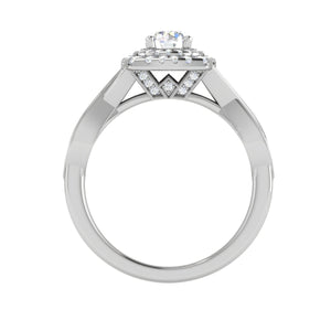 0.30 cts Solitaire Double Halo Diamond Twisted Shank Platinum Ring JL PT RP RD 204-A   Jewelove.US