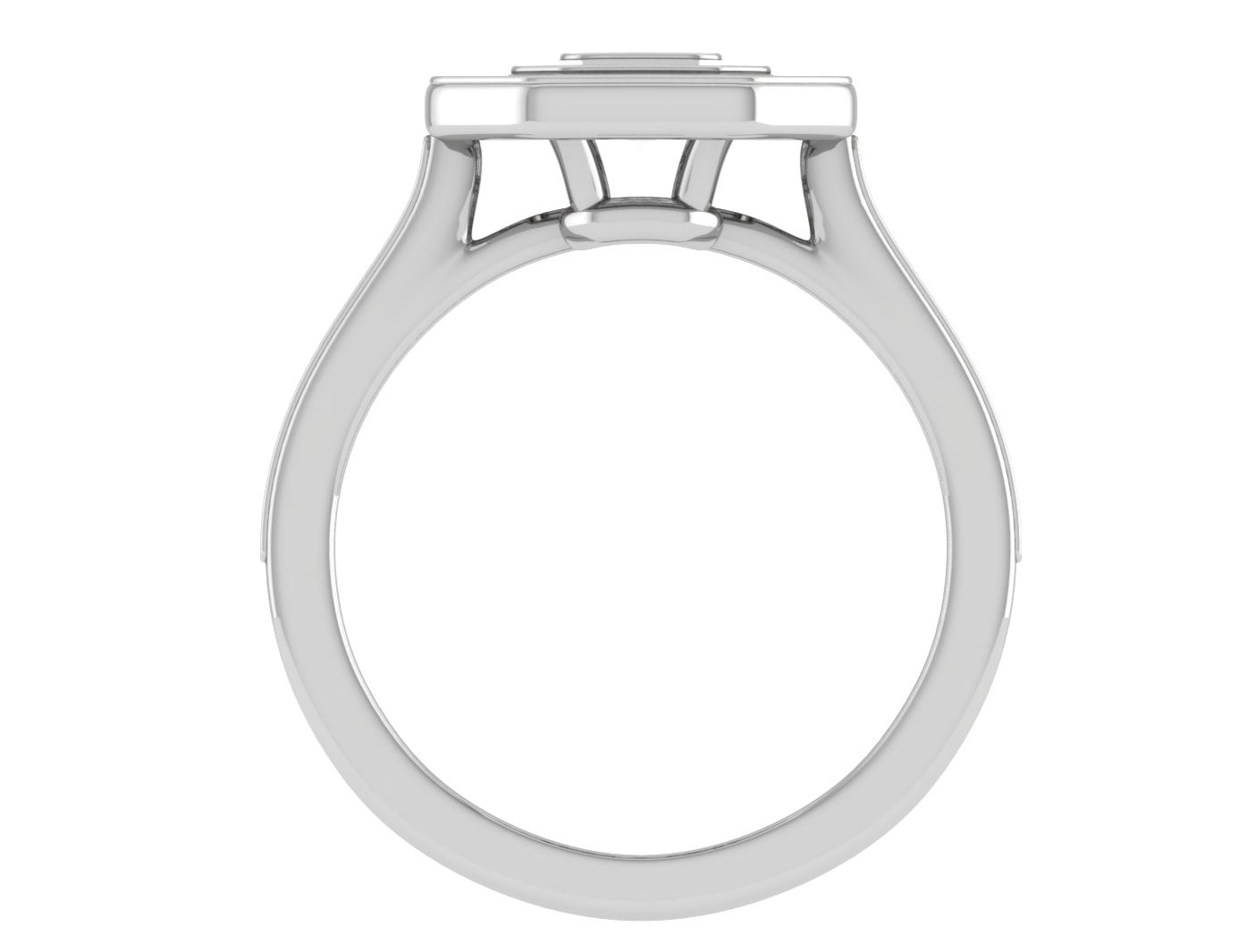 0.50cts Emerald Cut Solitaire Double Halo Diamonds Shank Platinum Ring JL PT RH EM 248   Jewelove.US