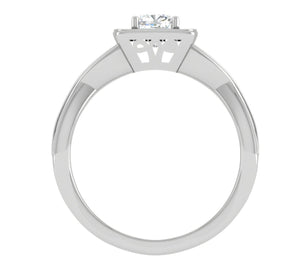 0.50 cts Cushion Solitaire Halo Diamond Twisted Shank Platinum Ring JL PT RH CU 255   Jewelove.US