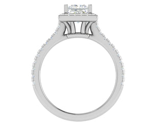 1 Carat Princess Cut Solitaire Square Halo Diamond Shank Platinum Ring JL PT RH PR 130   Jewelove.US