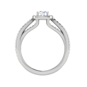 0.50 cts Solitaire Halo Diamond Split Shank Platinum Ring JL PT RP RD 201   Jewelove.US