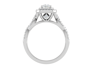 0.50 cts Princess Square Double Halo Twisted Shank Cut Solitaire Platinum Ring JL PT RH PR 260   Jewelove.US