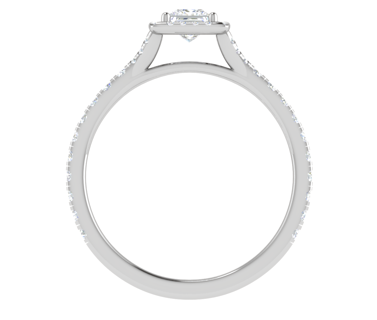 0.50 cts Princess Cut Solitaire Square Halo Shank Platinum Ring JL PT RH PR 195   Jewelove.US