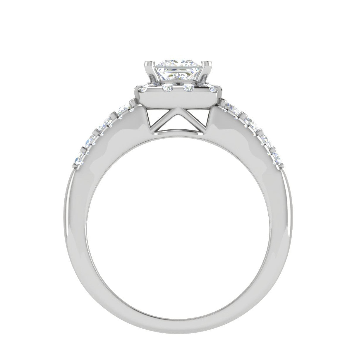 0.30 cts. Solitaire Platinum Square Halo Diamond Split Shank Engagement Ring JL PT WB6015   Jewelove