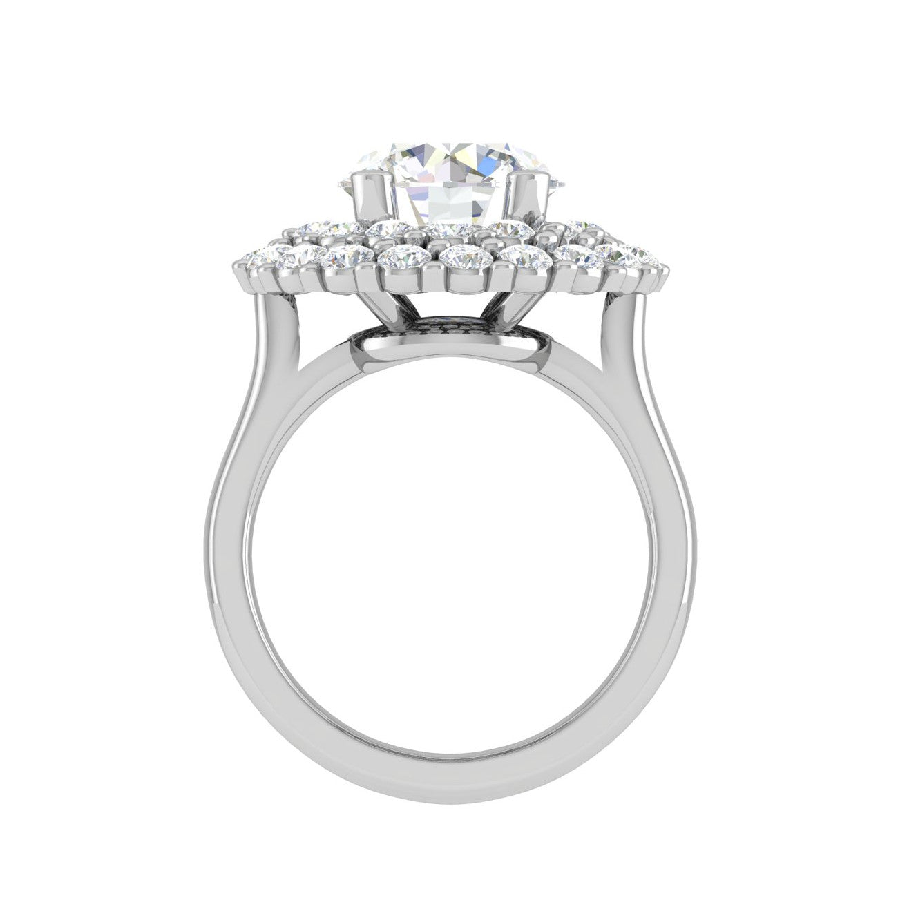 0.50 cts Solitaire Double Halo Diamond Platinum Ring JL PT REHS1487   Jewelove.US
