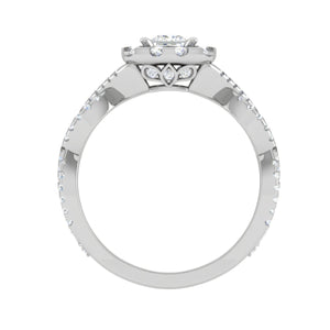 0.40cts Princess Cut Solitaire Halo Diamond Twisted Platinum Ring for Women JL PT RV PR 151   Jewelove.US