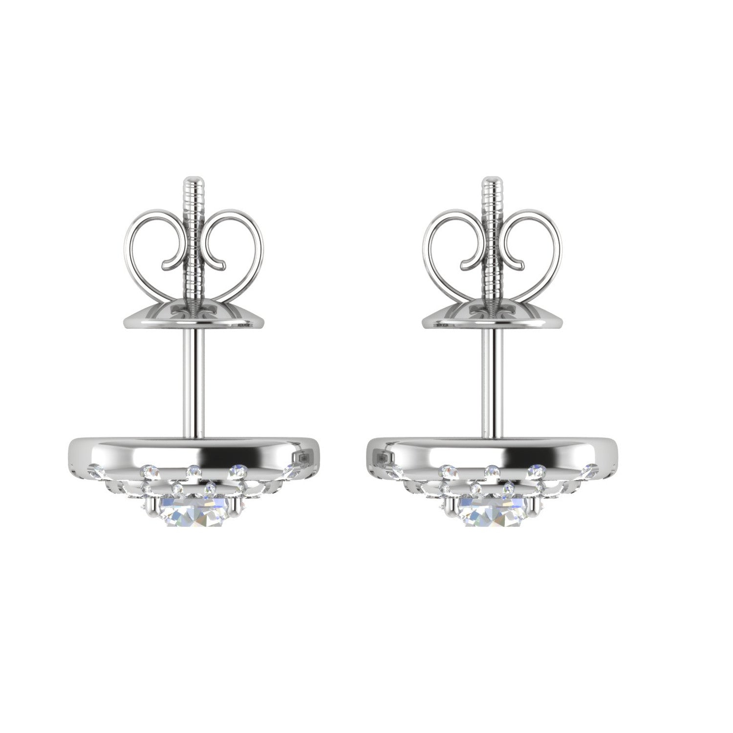 Platinum Solitaire Halo Earrings JL PT E SE RD 107   Jewelove