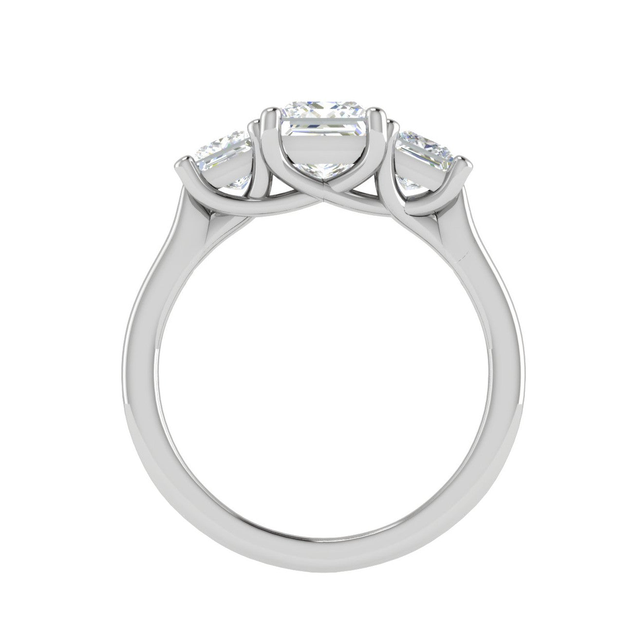 Three Stone Princess Cut Solitaire Diamond Platinum Ring JL PT R3 PR 126   Jewelove.US