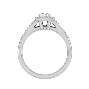 0.30 cts Solitaire Square Halo Diamond Split Shank Platinum Ring JL PT MHD278   Jewelove.US