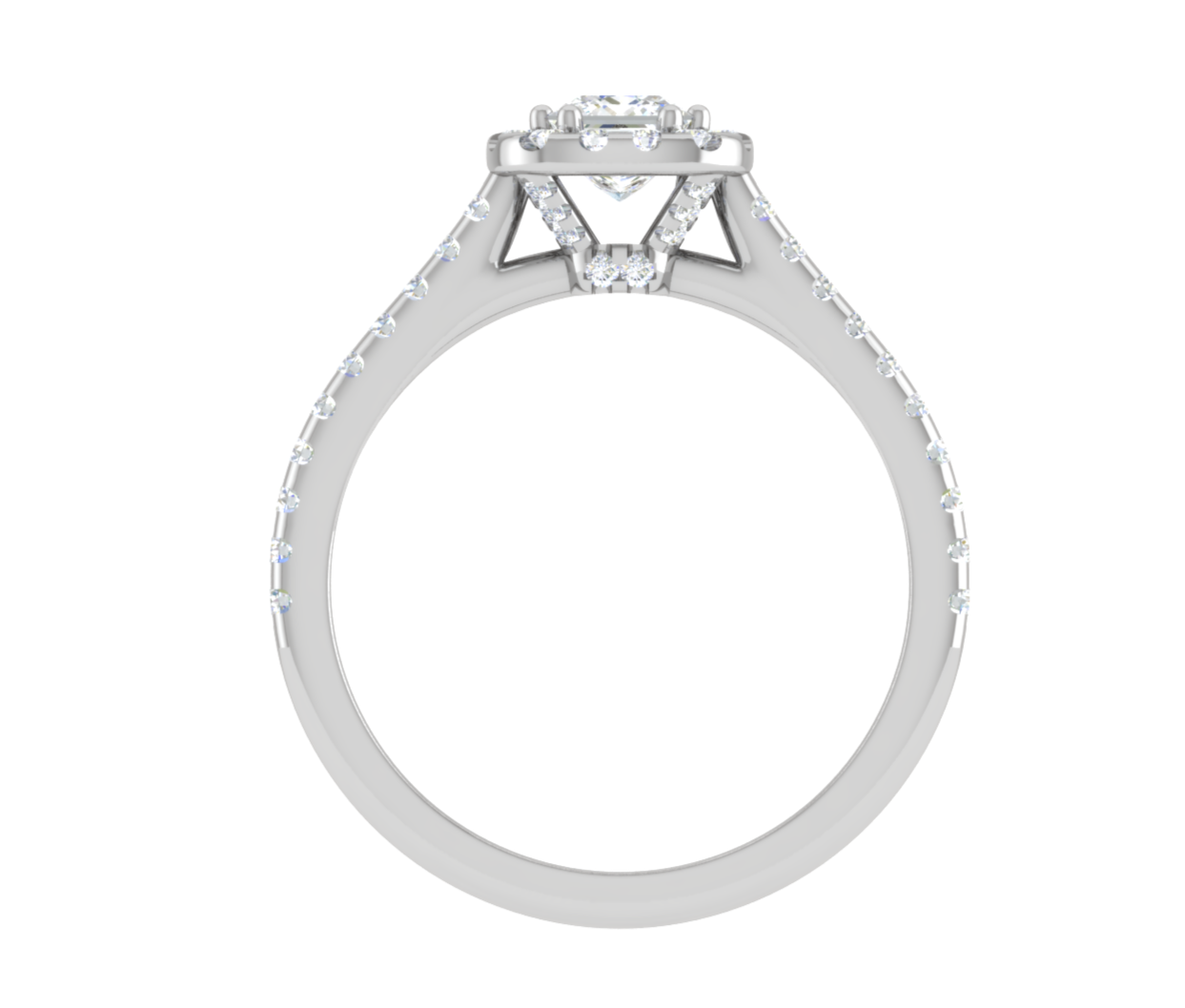 0.50 cts Princess Cut Solitaire Halo Diamond Shank Platinum Ring JL PT RH PR 283   Jewelove.US