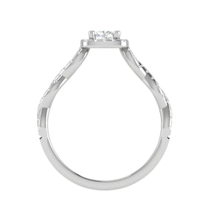 0.30 cts. Cushion Solitaire Halo Diamond Twisted Shank Platinum Ring JL PT RP CU 202   Jewelove.US