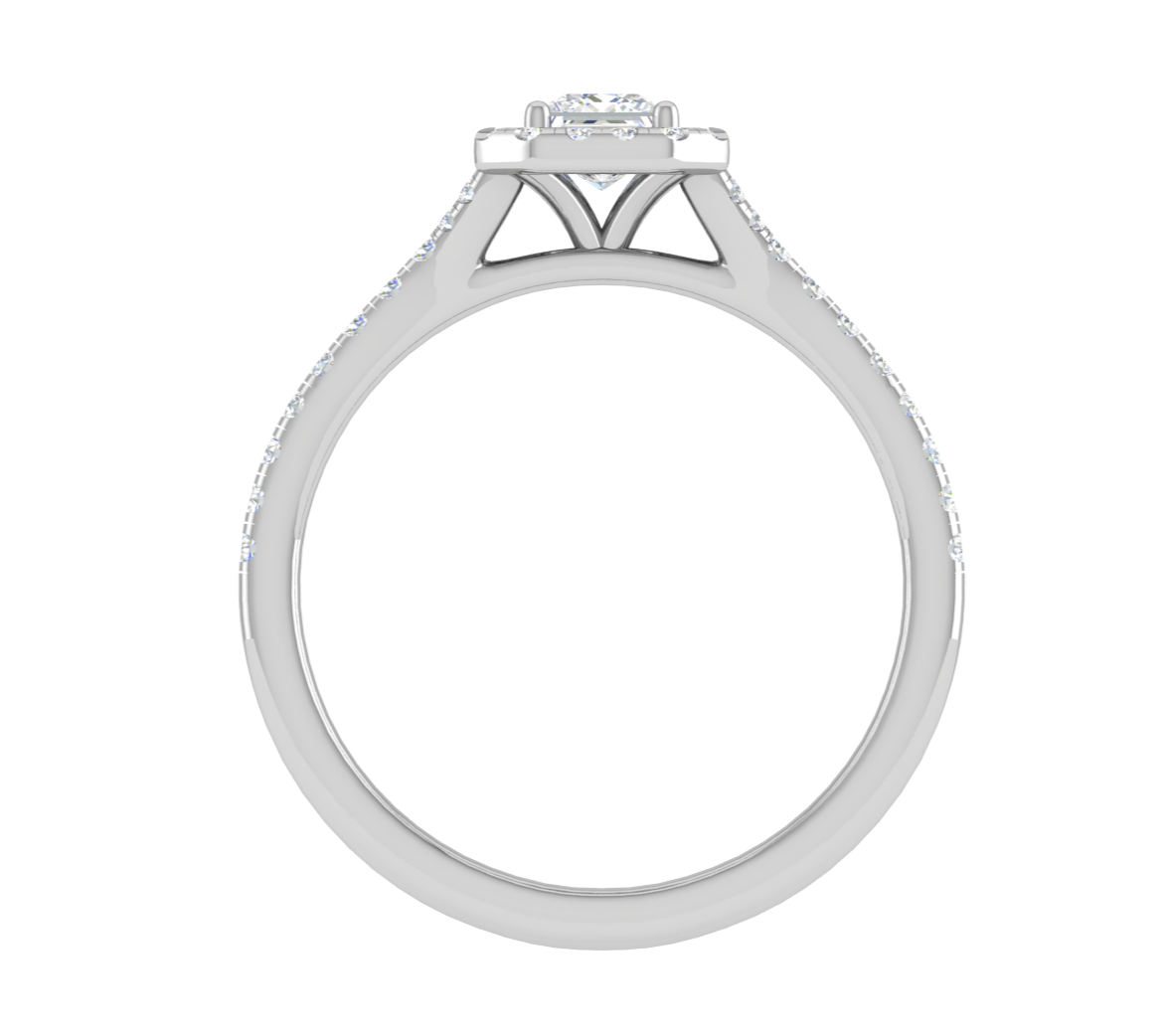 0.50 cts Princess Cut Solitaire Halo Diamond Shank Platinum Ring JL PT RH PR 235   Jewelove.US