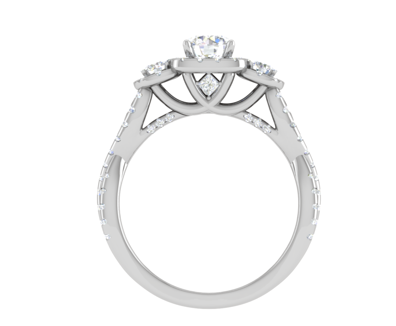 0.50 cts Solitaire Square Halo Twisted Shank Platinum Ring JL PT R3 RD 172   Jewelove.US