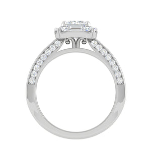 0.50cts Princess Cut Solitaire Halo Diamond Split Shank Platinum Ring JL PT WB5509E   Jewelove.US