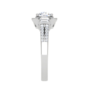 0.30 cts. Solitaire Split Shank with Baguette Diamond Platinum Engagement Ring JL PT WB5930E   Jewelove