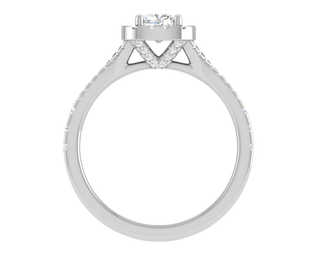 0.50 cts Cushion Solitaire Platinum Halo Diamond Split Shank Ring JL PT RH CU 288   Jewelove.US