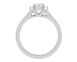 0.50 cts Cushion Solitaire Platinum Halo Diamond Split Shank Ring JL PT RH CU 288   Jewelove.US