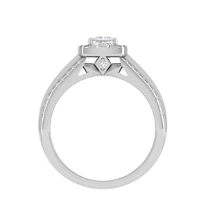 0.40 cts Princess Cut Solitaire Halo Diamond Split Shank Platinum Ring JL PT RH RD WB5998E   Jewelove.US