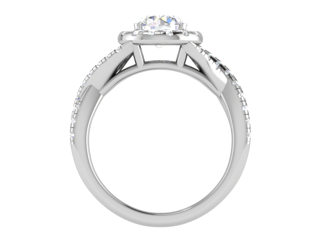 1 Carat Solitaire Halo Diamond Twisted Platinum Ring JL PT RH RD 113   Jewelove.US