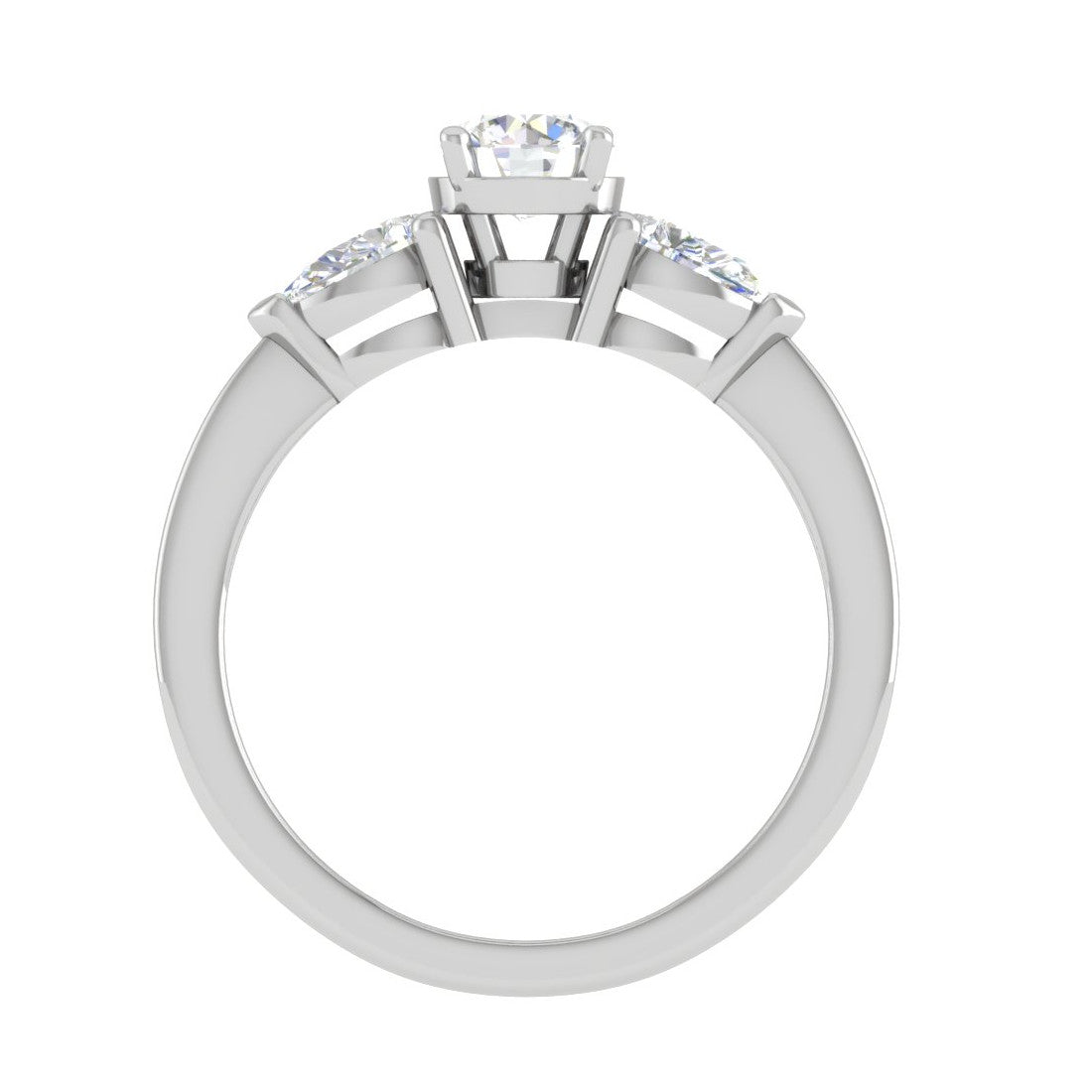 0.70 cts Solitaire with Pear Cut Diamond Accents Platinum Ring JL PT R3 RD 104   Jewelove.US