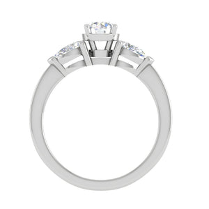 0.70 cts Solitaire with Pear Cut Diamond Accents Platinum Ring JL PT R3 RD 104   Jewelove.US