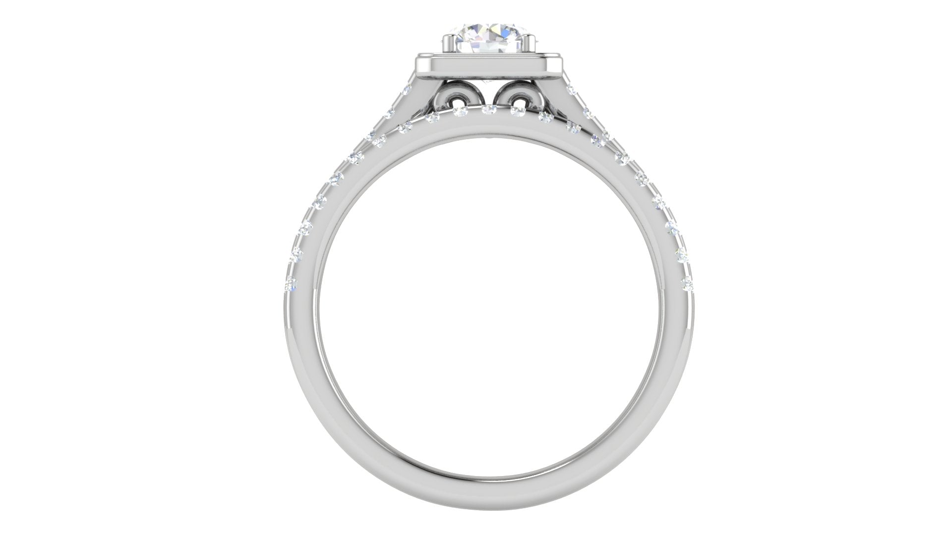 0.50 cts Platinum Solitaire Square Halo Split Ring for Women JL PT RH RD 300   Jewelove