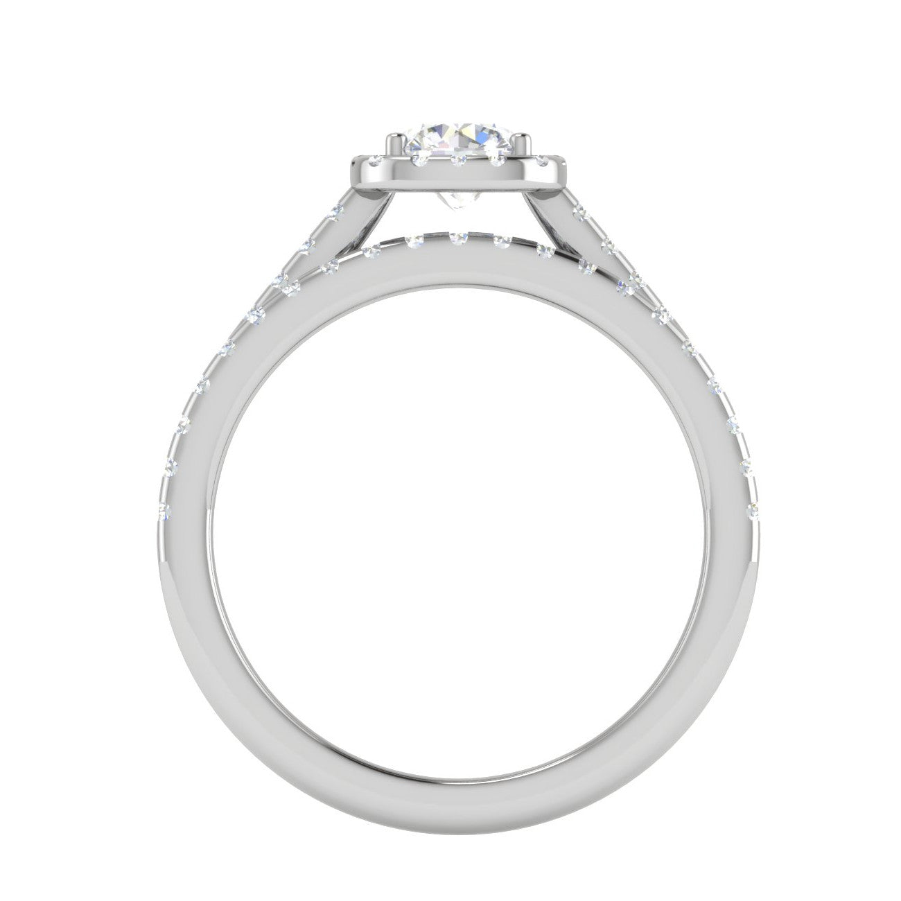 0.50 cts Solitaire Halo Diamond Split Shank Platinum Ring JL PT RH RD 297   Jewelove.US